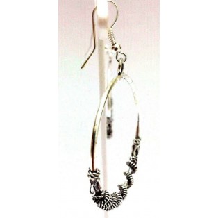 Silver Oxidized Earring Tribal Jhumka Bali Antique Hoop Hook Dangle Drop - 38